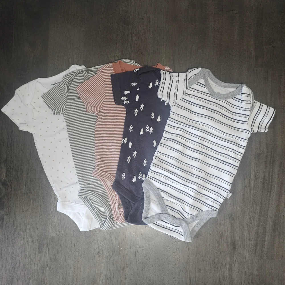 Striped and Patterned Baby Onesies Mixed Lot